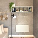 Ver imagem 2 de Conjunto com 1 Escrivaninha Suspensa e com 1 Prateleira 5 Nichos 80cm Cinza Cristal e Cinza Cristal
