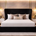 Ver imagem 1 de Cabeceira Liz Estofada Moderna Luxo para Cama Box Queen 1,60 Preto