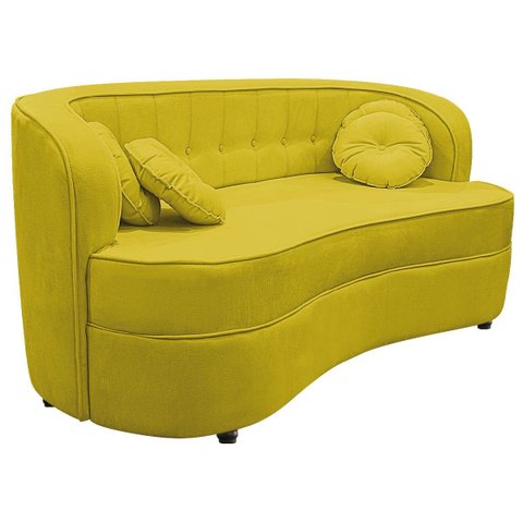 Sofá Curvo 2 Lugares Orgânico Sala Recepção Escritório Decorativo Luxo Panamá 160cm Suede