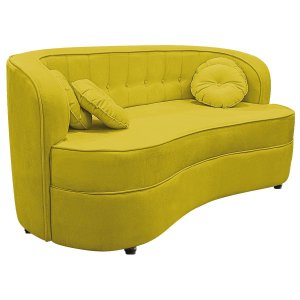 Sofá Curvo 2 Lugares Orgânico Sala Recepção Escritório Decorativo Luxo Panamá 160cm Suede