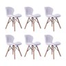 Kit 06 Cadeira Estofada Jantar Charles Eames Eiffel Slim Wood Confort Branco - 1
