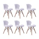 Ver imagem 1 de Kit 06 Cadeira Estofada Jantar Charles Eames Eiffel Slim Wood Confort Branco