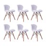 Kit 06 Cadeira Estofada Jantar Charles Eames Eiffel Slim Wood Confort Branco - 1