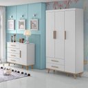 Ver imagem 6 de Cômoda e Guarda Roupa Infantil Ludmila Branco Bétula - Carolina