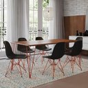 Ver imagem 1 de Conjunto De Mesa Clips De Ferro Cobre Tampo Amêndoa 135X75 6 Cadeiras Cobre Assento Preto