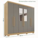 Ver imagem 4 de Guarda-Roupa Casal com Espelho 6 Portas 2 Gavetas com Pés França Cinza/Jequitibá/Granizo
