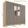 Guarda-Roupa Casal com Espelho 6 Portas 2 Gavetas França - 4