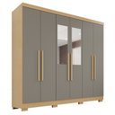 Ver imagem 3 de Guarda-Roupa Casal com Espelho 6 Portas 2 Gavetas com Pés França Cinza/Jequitibá/Granizo
