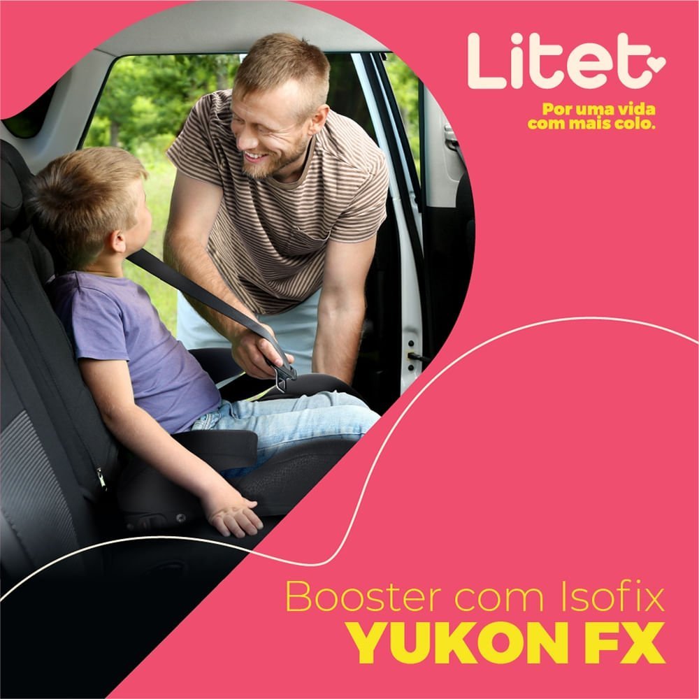 Cadeira para Auto Booster 15-36 Kg Isofix Yukon Cinza Litet - Bb477 Bb477 - 2