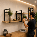 Ver imagem 3 de Prateleira Industrial Suspensa Reforçada Parede MDF e Metalon Decorativa Sala Escritório Cozinha