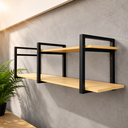 Ver imagem 6 de Prateleira Industrial Suspensa Reforçada Parede MDF e Metalon Decorativa Sala Escritório Cozinha