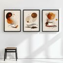 Ver imagem 1 de Kit 3 Quadros Decorativos Artes Cafés 24x18cm - com Vidro:moldura Branca
