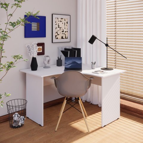 Mesa Angular New City Pé Painel 120 cm Cinza Cristal Gebb Work