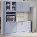 Ver imagem 1 de Cozinha Planejada 4 Peças sem Tampo com Cristaleira Marselha CabeCasa MadeiraOriginals Azul/Sereno