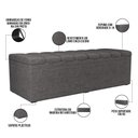 Ver imagem 4 de Calçadeira Recamier Baú para Cama Queen Dália 160x50 Cm W01 Linho Cinza Escuro - Lyam