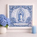 Ver imagem 2 de Quadro Nossa Senhora de Guadalupe 33x33 Mold Branca Vidro