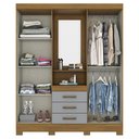Ver imagem 3 de Guarda-Roupa Solteiro Briz Com Espelho 4 Portas e 3 Gavetas B24