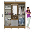 Ver imagem 4 de Guarda-Roupa Solteiro Briz Com Espelho 4 Portas e 3 Gavetas B24