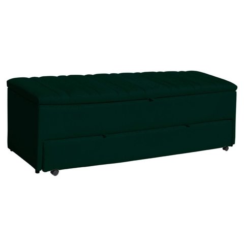 Calçadeira Baú Sapateira 160cm Ayla Suede Tampo Reto