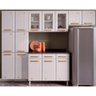 Cozinha Modulada Completa Diamante 4 Peças 3 Portas de Vidro (2 Armários + 1 Balcão + 1 Paneleiro - 1