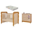 Ver imagem 1 de Berço Americano Mirelle e Cômoda Infantil Ariel com Porta Off White Bétula com Colchão Gazin– Caroli