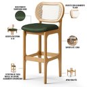 Ver imagem 4 de Kit 06 Banquetas Altas Para Cozinha Bancada Sala Tela Betta Fixa L02 Couríssimo Verde Musgo - Lyam L