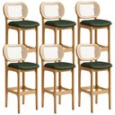 Ver imagem 1 de Kit 06 Banquetas Altas Para Cozinha Bancada Sala Tela Betta Fixa L02 Couríssimo Verde Musgo - Lyam L