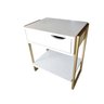 Mesa de Cabeceira Mordomo Lateral Cama com 1 Gaveta Branco / Dourado - 1