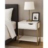Mesa de Cabeceira Mordomo Lateral Cama com 1 Gaveta Branco / Dourado - 1