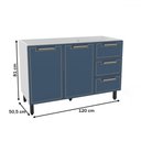 Ver imagem 3 de Balcão de Cozinha para Pia Amara 2 Portas 3 Gavetas Branco/azul - Politorno