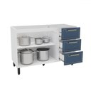 Ver imagem 2 de Balcão de Cozinha para Pia Amara 2 Portas 3 Gavetas Branco/azul - Politorno