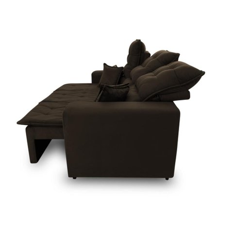 Sofá Retrátil Reclinável Europa 1,80m Suede Velut Marrom Café com Molas - King House