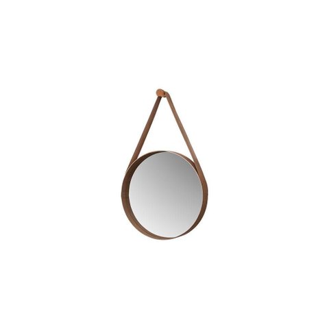 Espelho Decorativo Redondo 50 Cm com Alça Bari Castanho