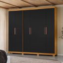 Ver imagem 1 de Guarda-Roupa Casal 6 Portas 4 Gaveta com Pés San Francisco Preto/Carvalho Americano/Tx