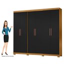 Ver imagem 5 de Guarda-Roupa Casal 6 Portas 4 Gaveta com Pés San Francisco Preto/Carvalho Americano/Tx