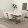 Conjunto de Jantar Mesa Retangular com Vidro Arcádia 6 Cadeiras Lucille - Champanhe C/ Off White - - 1