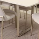 Ver imagem 3 de Conjunto de Jantar Mesa Retangular com Vidro Arcádia 6 Cadeiras Lucille - Champanhe C/ Off White -