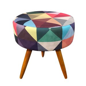 Puff Decorativo Redondo 40 Cm Dóris Pé Palito Suede - Triângulo