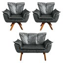 Ver imagem 1 de Kit 01 Namoradeira e 02 Poltronas Opala Corano Preto