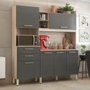 Ver imagem 1 de Armário Balcão Cozinha Completa Nilo 6 Portas 4 Prateleiras MDP 178cm Avena Grafito