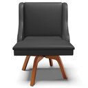 Ver imagem 7 de Kit 5 Cadeiras Decorativas Sala de Jantar Base Giratória de Madeira Firenze PU Preto Fosco/Natural G