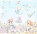 Ver imagem 2 de Papel de Parede Tema Sereias Fundo do Mar Aquarela ( Auto Adesivo Fosco )
