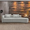 Ver imagem 2 de Sofá Curvo Decorativo Kimiko 287cm 2 Lugares Sala de Estar com Chaise Veludo Cinza G52 - Gran Belo