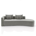 Ver imagem 5 de Sofá Curvo Decorativo Kimiko 287cm 2 Lugares Sala de Estar com Chaise Veludo Cinza G52 - Gran Belo