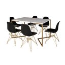 Ver imagem 2 de Mesa Jantar Industrial Retangular 137x90cm Branca Base V com 6 Cadeiras Eames Eiffel Pretas Base Dou