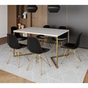 Ver imagem 1 de Mesa Jantar Industrial Retangular 137x90cm Branca Base V com 6 Cadeiras Eames Eiffel Pretas Base Dou