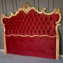 Ver imagem 4 de Cabeceira de Cama Casal Imperial Rainha Veludo Vermelho com Capitonê e Detalhes Dourado
