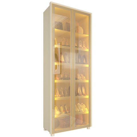 Sapateira 2 Portas Reflecta Led 100% Mdf Magnifica Off White - Gelius
