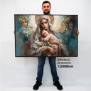 Ver imagem 2 de Quadro Decorativo Virgem Maria em Moldura Caixa Tacolado Moldura Caixa 3cm Freijó sem Vidro 80 X 120