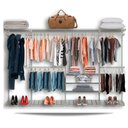 Ver imagem 1 de Cabideiro Arara Closet Casal Prateleira Aço Aramado - 3,10m - Branco